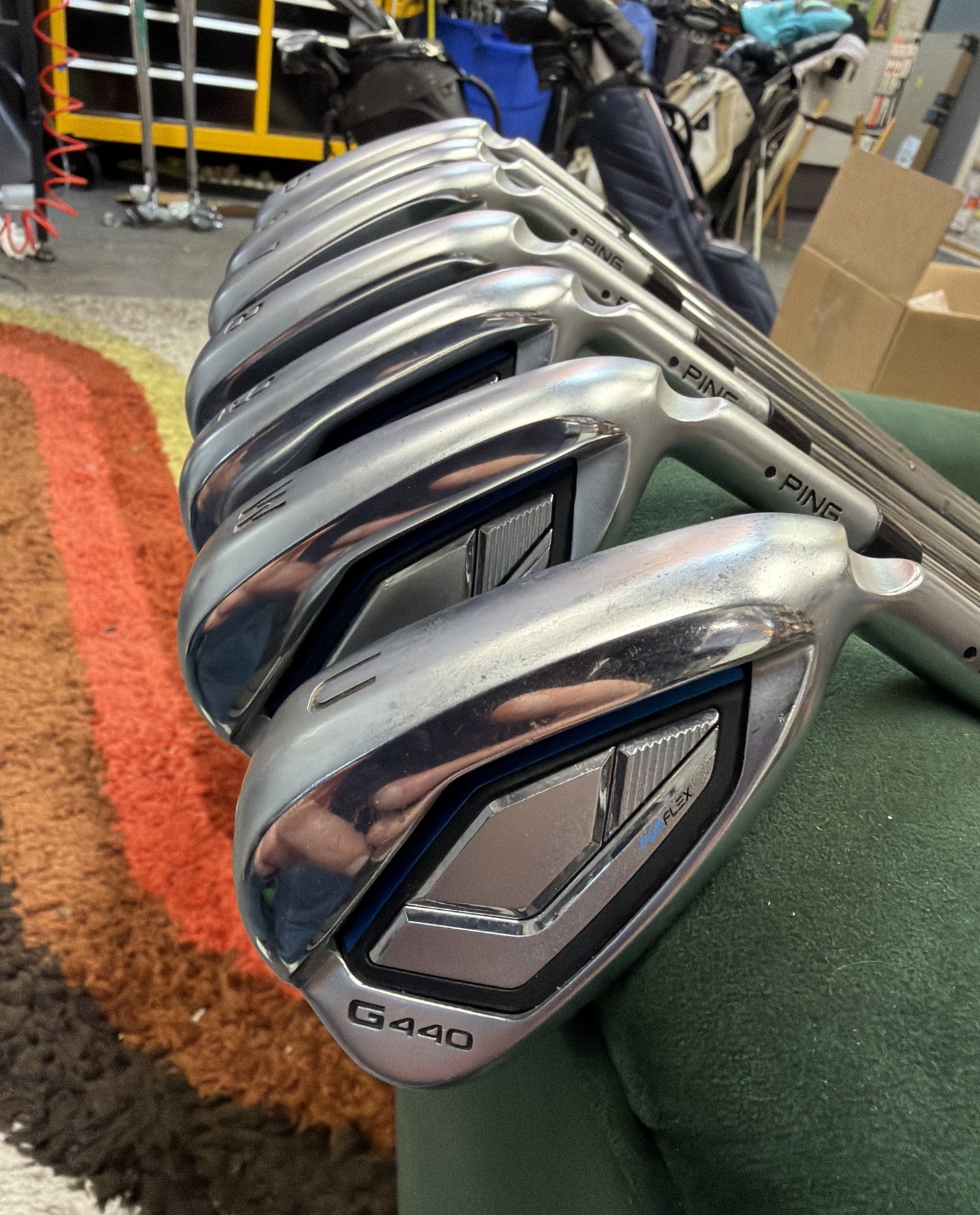 SOLD - Ping G440 Irons | 5-PW, UW | Dynamic Gold MID 115 S300 - actual club photograph with original background