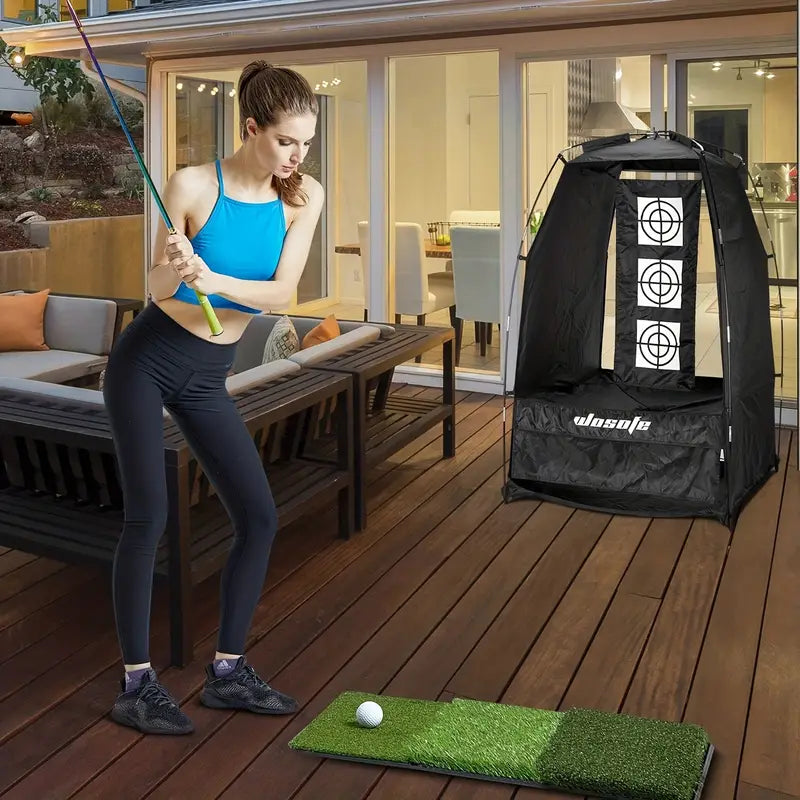 Foldable Golf Practicing Hitting Net, 6.5x3.84" Golf Swing Practicing Cage With Portable Storage Bag For Home Indoor Outdoor Golf Training