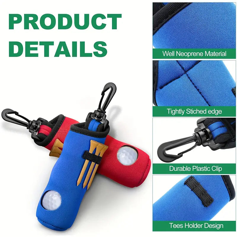 1pc Golf Tee Holder, Golf Ball Carry Bag Pouch Golf Ball Holder Keychain Belt Clip, Golf Gifts Accessories