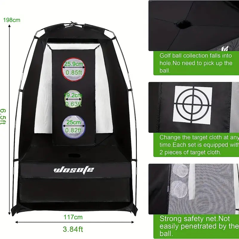 Foldable Golf Practicing Hitting Net, 6.5x3.84" Golf Swing Practicing Cage With Portable Storage Bag For Home Indoor Outdoor Golf Training