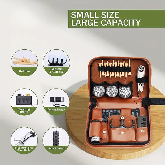 Golf Gifts For Men And Women, Golf Accessories Set With Hi-End Case, Golf Balls, Rangefinder, Golf Tees, Brush, Multifunctional Divot Knife, Scorer, Golf Ball Clamp