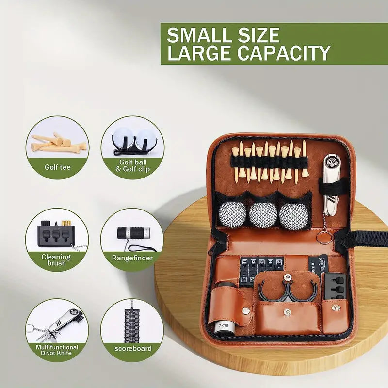 Golf Gifts For Men And Women, Golf Accessories Set With Hi-End Case, Golf Balls, Rangefinder, Golf Tees, Brush, Multifunctional Divot Knife, Scorer, Golf Ball Clamp