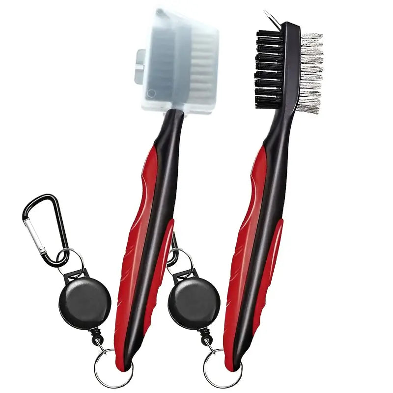 Premium Golf Club Cleaning Brush with Protective Case and Convenient Carabiner Clip - Keep Your Clubs Clean and Improve Your Game
